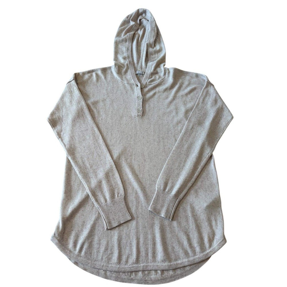 Smartwool Merino Wool Blend Henley Hoodie Sweater Women's Small Cream Speckled